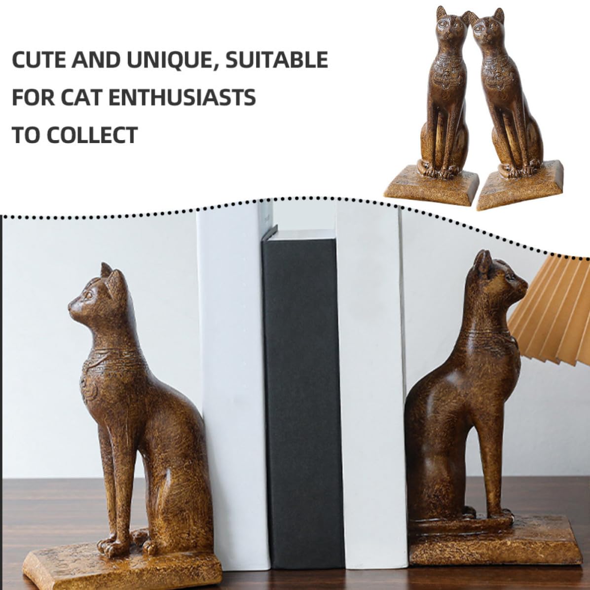 Moderne Katzen Buchstütze aus Kunstharz, rutschfest, Einfach