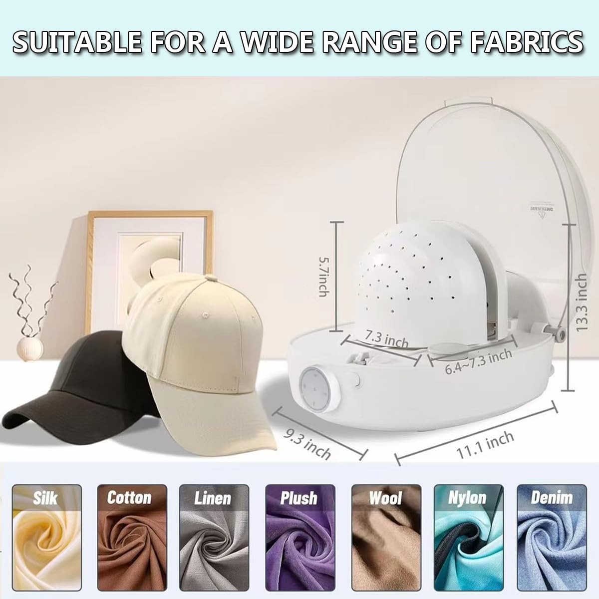 Cap Care Machine for Ironing and Steam Cleaning Baseball Caps and Bucket Hats