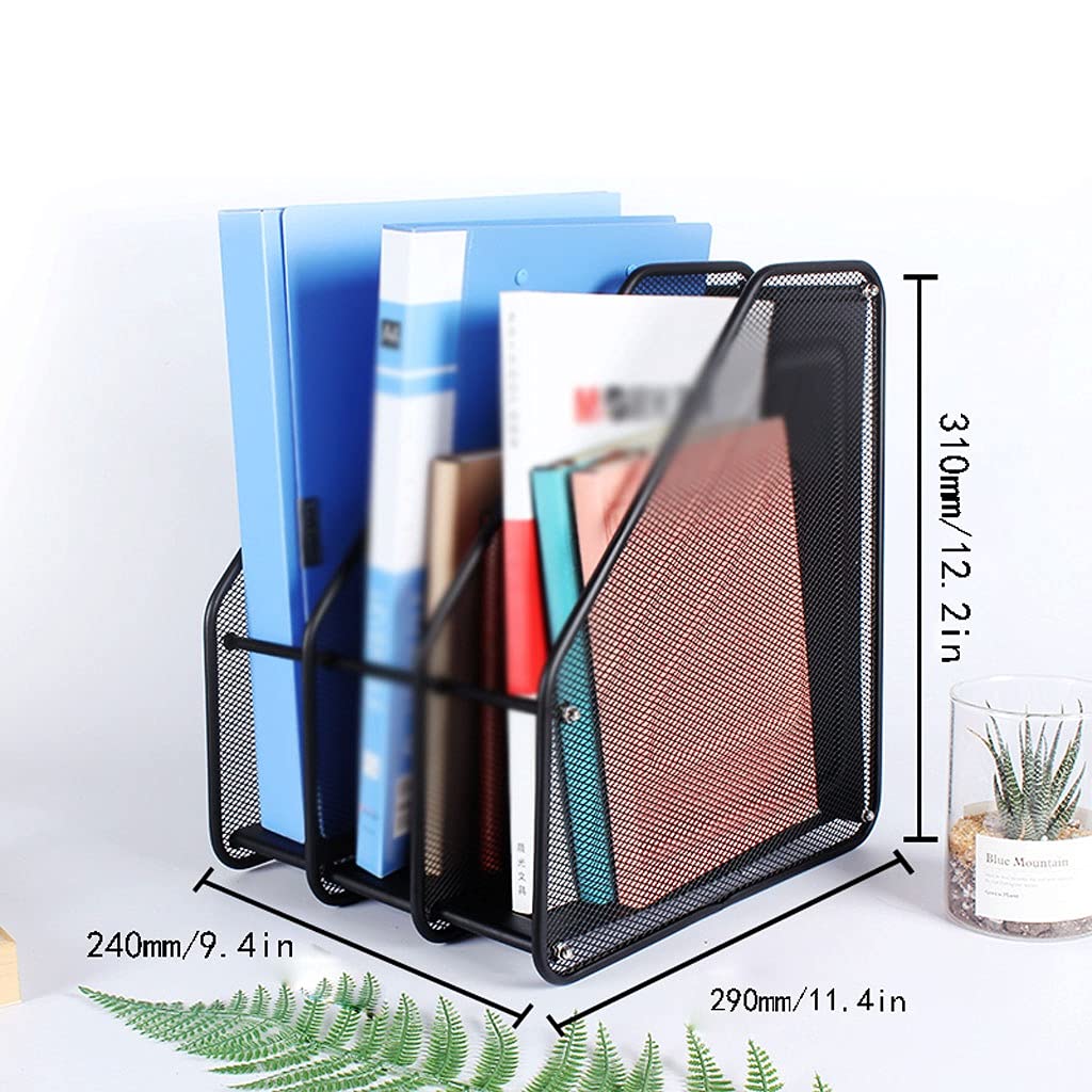 Portadocumenti cremagliera File Rack Desktop Laptop File Cartella Palette Trucco Maglia in Acciaio Steel Magazine File Sorter Documento Lettera Organize Rack per l'organizzazione e Lo stoccaggio