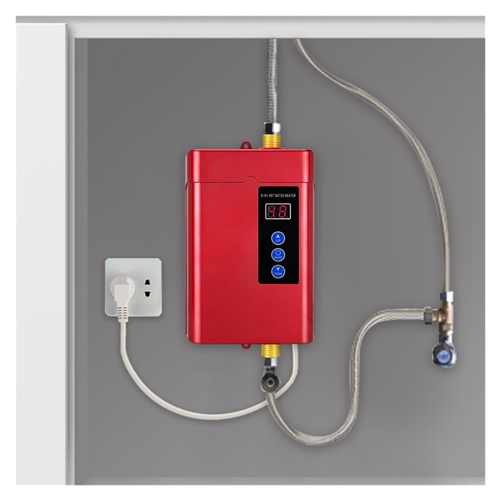 Scaldabagno Elettrico, Scaldabagno Elettrico Senza Serbatoio for Uso Domestico da 4000 W. Scaldabagno Istantaneo Senza Serbatoio(Noir)