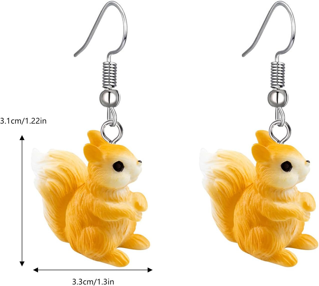 Squirrel Dangle Earrings 3D Resin Cute Animal Squirrel Earrings for Women - Image 2