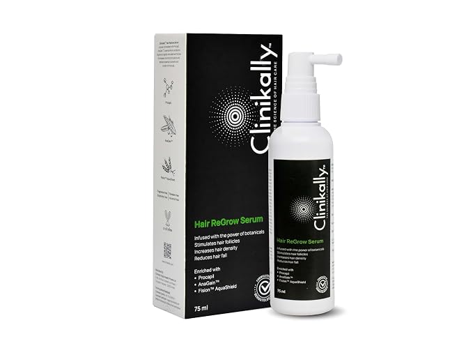 Clinikally Hair ReGrow Serum, Procapil, Anagain, and Fision Aquashield Enriched, Promotes Hair Strength and Fullness, All Hair Types, 75 ml Visit the Clinikally Store