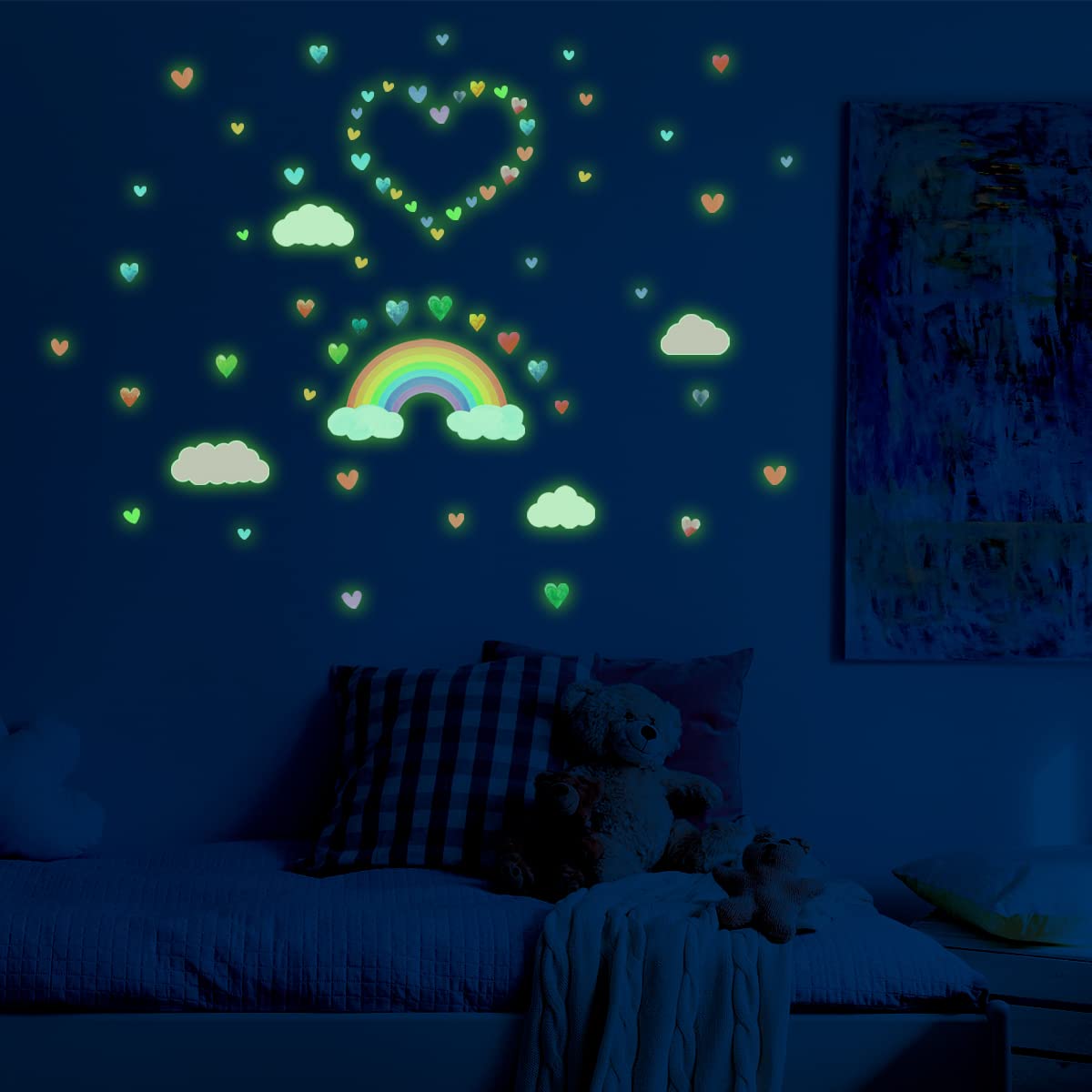 Adesivi Murali Arcobaleno Con Nuvole E Stelle – 3 Fogli In PVC 30x60 Cm – Decorazione Camera Bambine E Asilo - 3