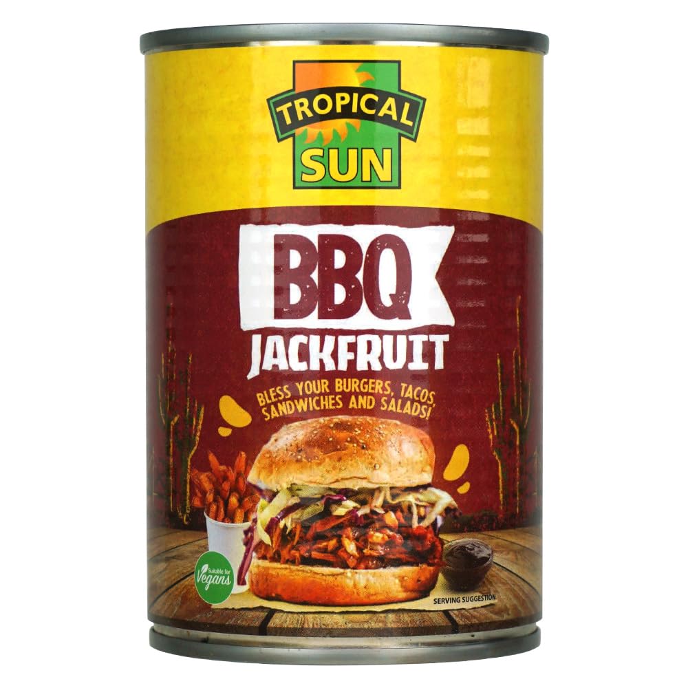 Tropical Sun Ready-to-Eat BBQ Jackfruit, 400g (Pack of 1) | Vegan, Gluten Free | Perfect for Burgers, Tacos, Burritos, Sandwiches | Made with Natural Ingredients | No Artificial Flavours