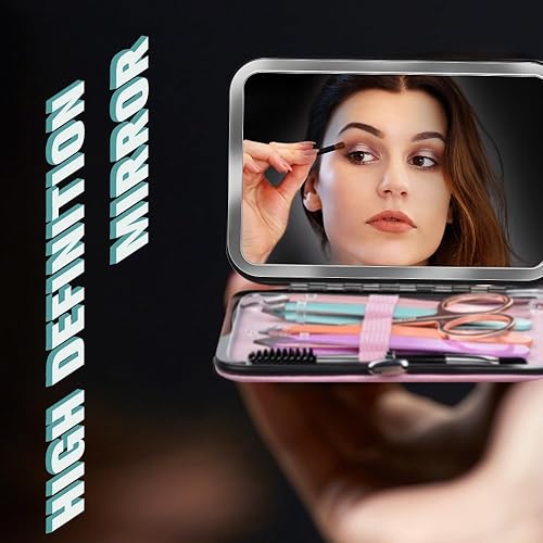 Miniatura 4 de TsMADDTs Juego de pinzas para mujeres y hombres, juego de pinzas de precisión con estuche de viaje, pinzas de acero inoxidable para cejas con