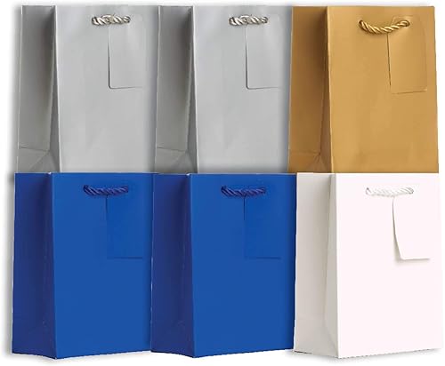 Jillson Roberts - Bolsas de regalo de Hanukkah de 6 unidades disponibles en 5 surtidos diferentes, pequeñas, plata mateoroazul reyblanco