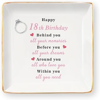 Bicfuiot 18th Birthday Gifts for Girls Daughter Girlfriend Sister Best Friend Niece,18th Birthday Gifts for Women Female Her Friendship from Mom Dad Brother Boyfriend Jewelry Dish Tray Trinket Dish