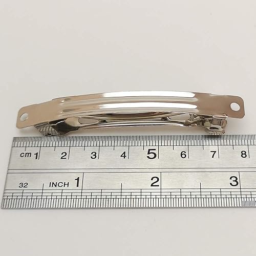 Miniatura 3 de Chenkou Craft 40 pinzas para el cabello de metal plateado con pasador francés para manualidades (3 18 pulgadas)