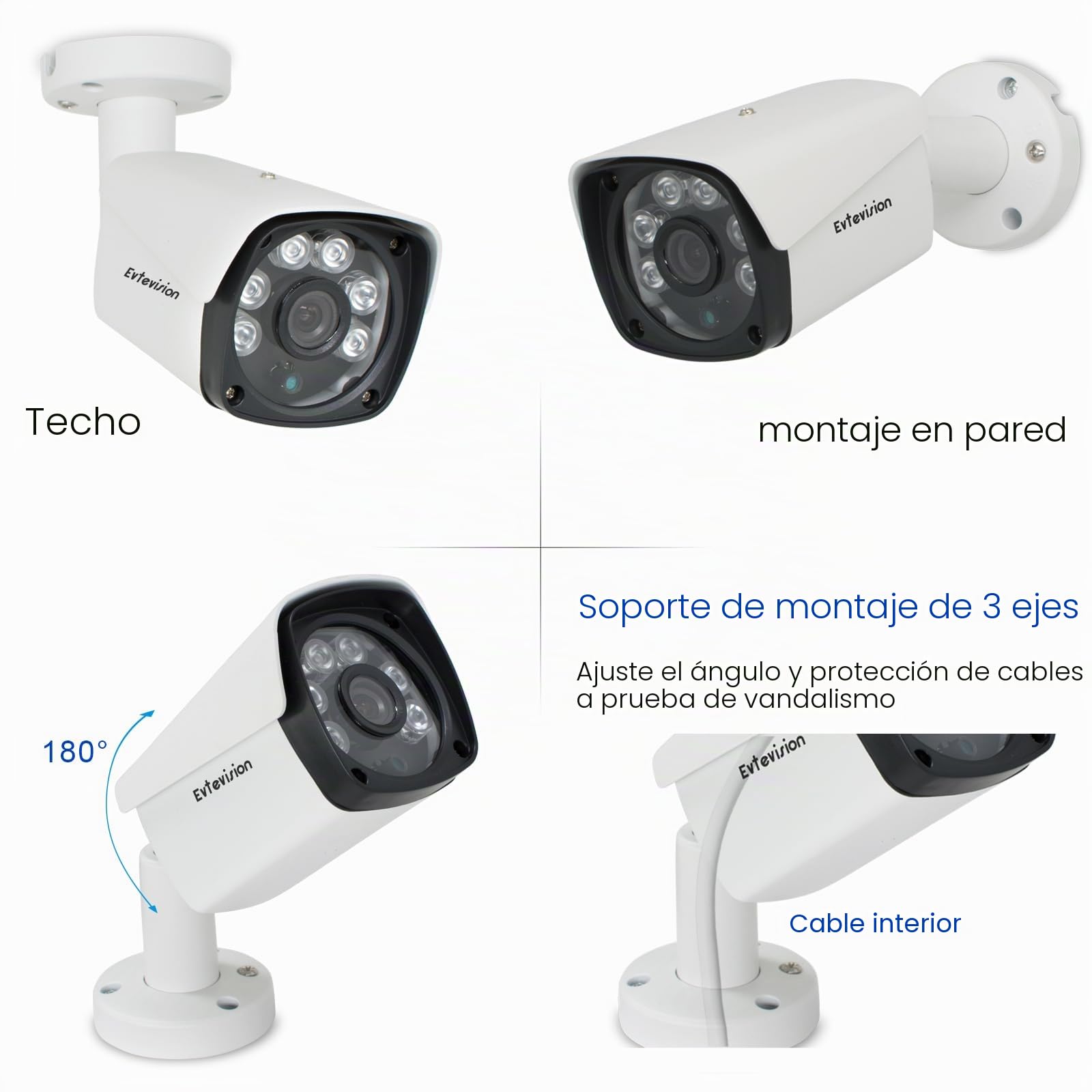 Cámara de Seguridad 5MP Bala AHD/TVI/CVI/CVBS 4-en-1, Cámara de Vigilancia Analógica IP67 Impermeable Uso Interior y Exterior, Visión Nocturna 100Pies IR