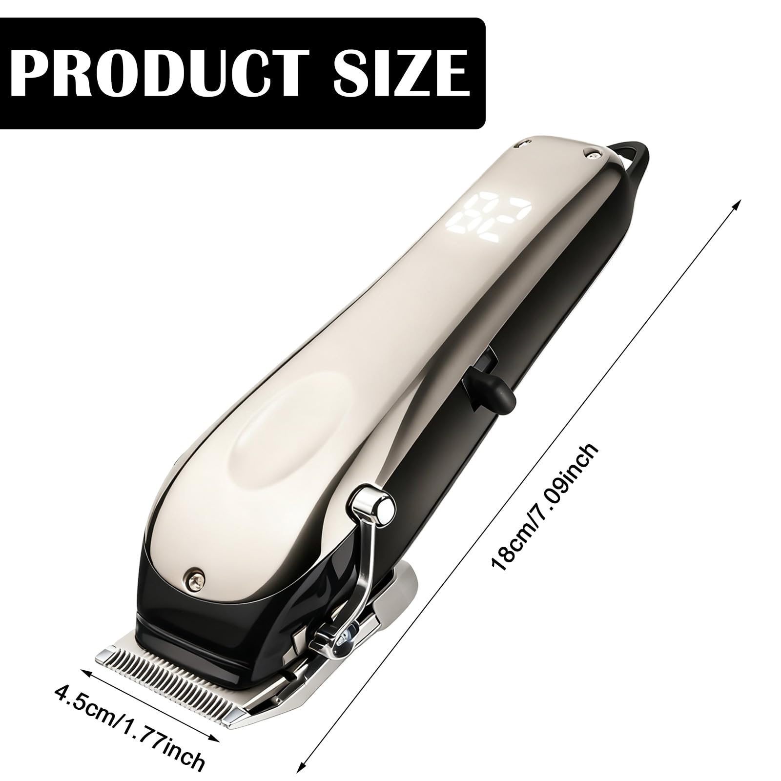 Tondeuse à cheval, silencieuse, sans fil, 20 W, pour cheveux épais et emmêlés, avec batterie de 1500 mAh pour une longue durée de vie, tondeuse puissante pour chien, 180 mm x 45 mm