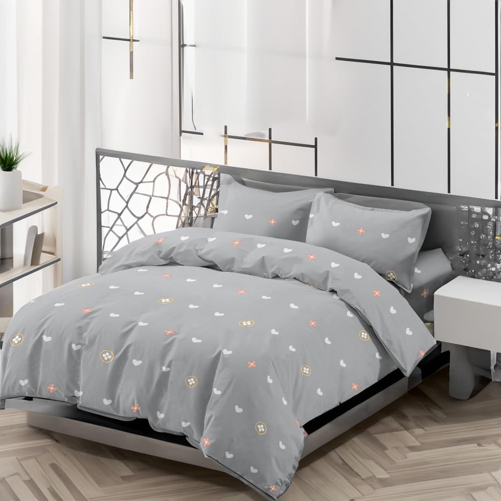 PLUS HOME Juego de Funda Nórdica para Cama 90, 105,135,150,180cm para edredón 3 o 4 Piezas,Poliéster 100%, Funda nórdica sábana Bajera con Funda de Almohada