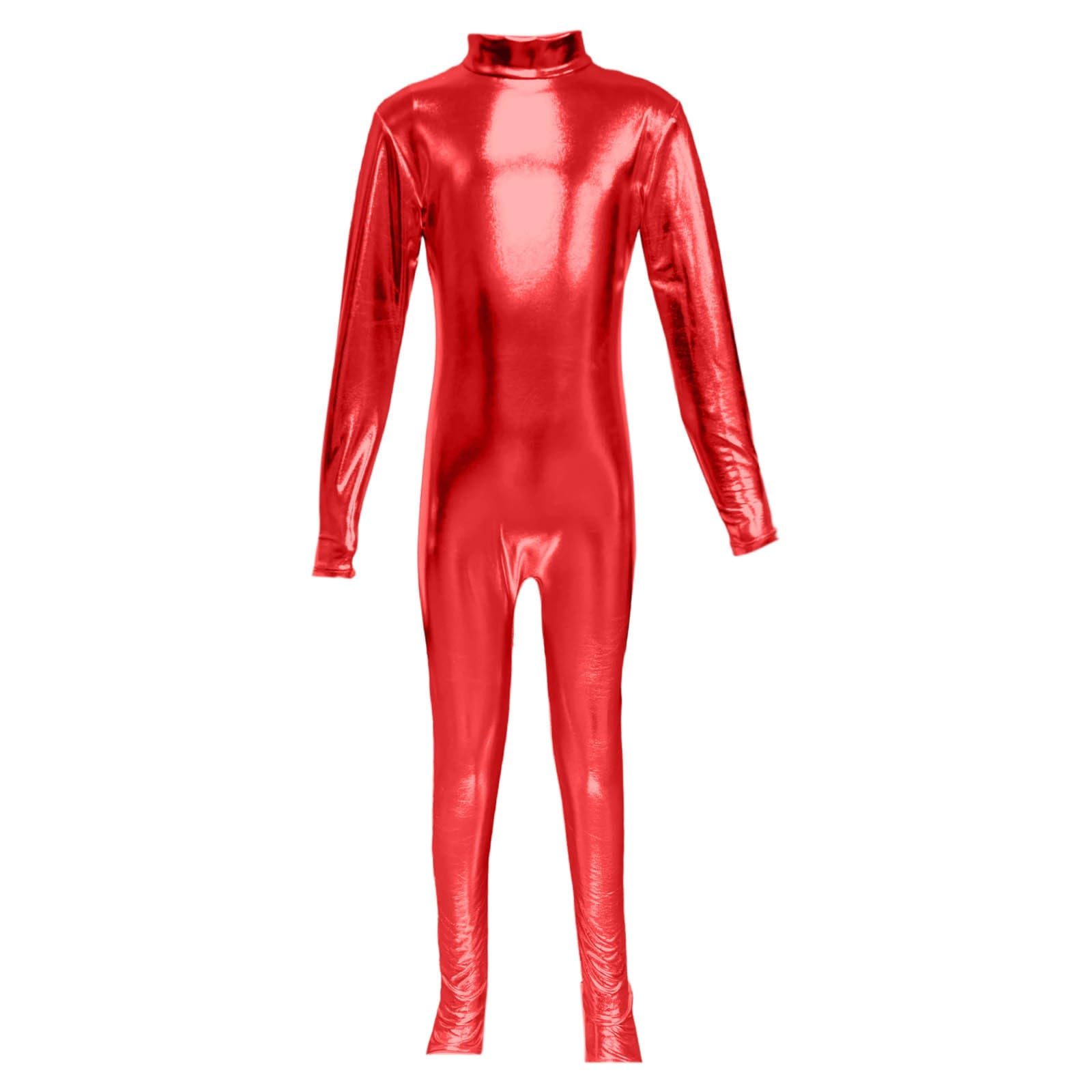 Combinaison Ballet Métallique Enfant Manches Longues – Col roulé sans Pied Zentai Fitness Sport Justaucorps Gymnastique, Tenue Danse, Body Performance n30