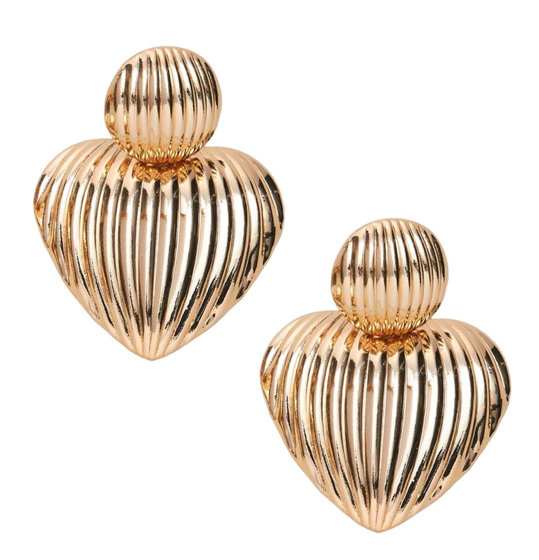 OOMPH Jewellery Gold Tone Chunky Retro Heart Shape Fashion Small Drop Earring for Women & Girls Stylish Latest (ESSK138_A) (B0CR8DB3T9) Amazon Price History, Amazon Price Tracker