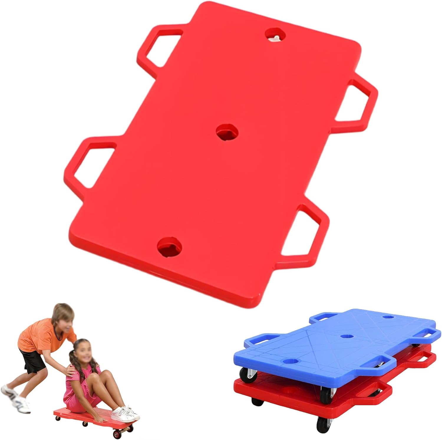 Double Scooter Board with Handles, Sitting Scooter Board for Indoor & Outdoor Use, for Sensory Room, Indoor Play, Floor Scooter