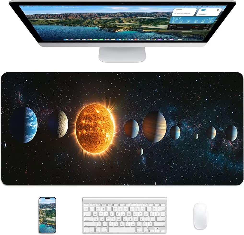 Wxuaixnn Tappetino per Mouse Gaming XXL, 160x80cm Tappetino da Scrivania, Blu Impermeabile Mousepad con Bordi Cuciti per Gamer e computer portatilea, Migliora la Precisione e la velocità -9871