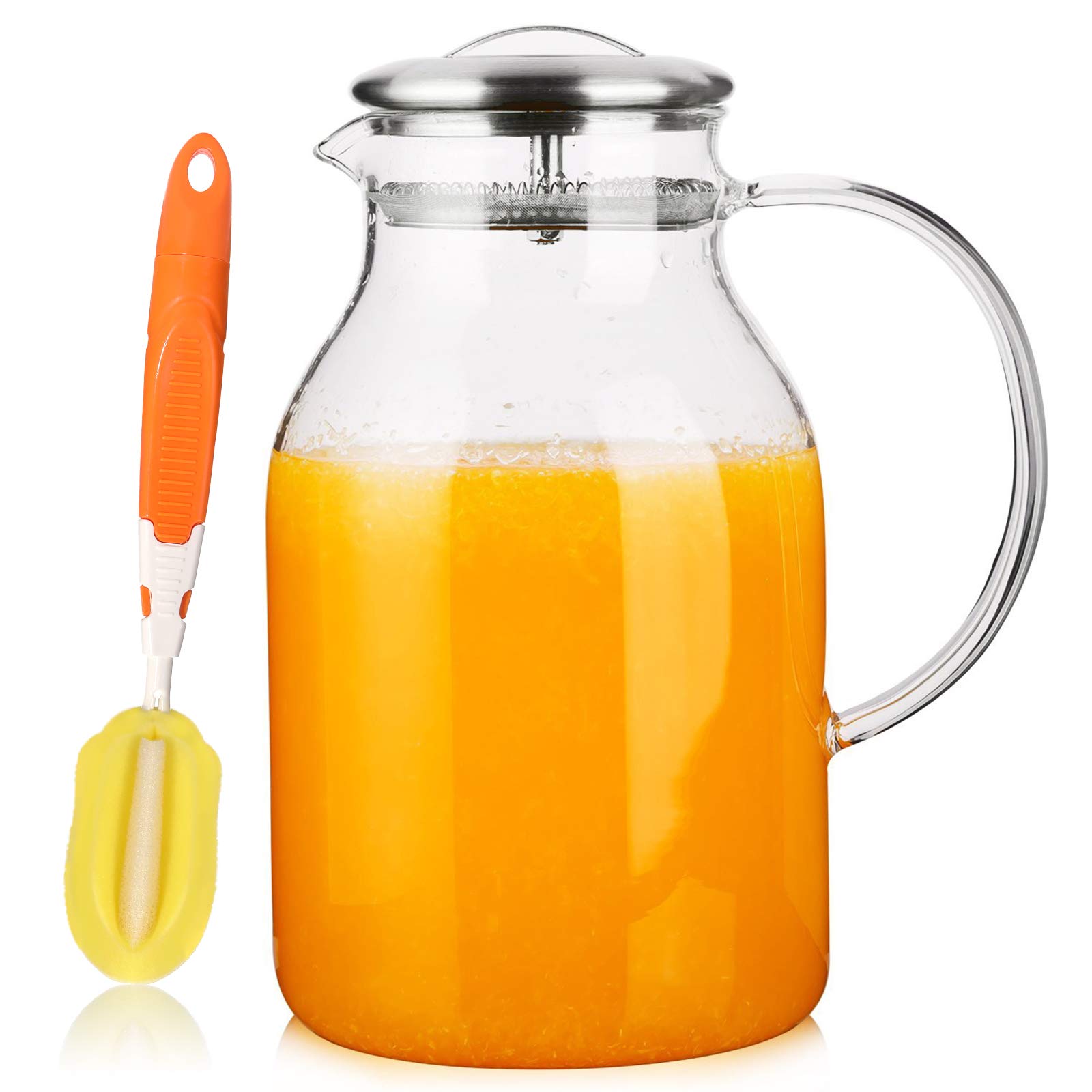 Buy Hiware Glass Pitcher with Lid and Spout 68 OZ Water Pitcher for