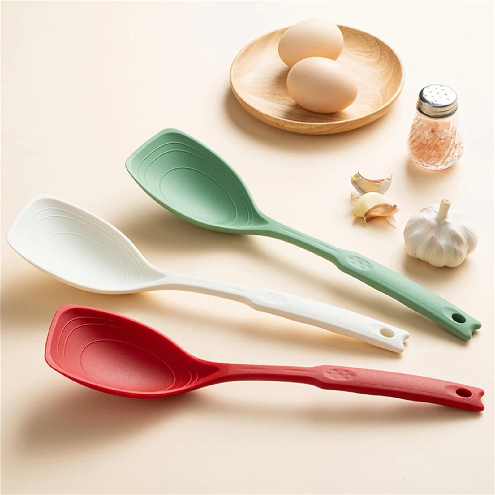 Silikon-Spatel, Löffel, Kochutensilien, Suppenlöffel, wiederverwendbar, antihaftbeschichtet, Pfannenwender, Küchenzubehör(1Pc White)