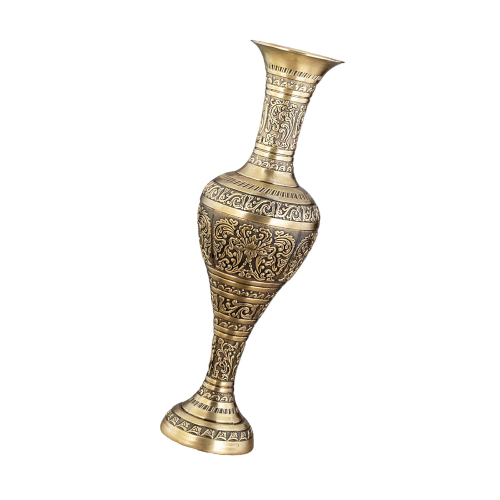 Tsophreniq Embossed Pattern Antique Tall Metal Vases Retro Decors for Modern Interior Styling Centerpieces Flower Arrangements Pots Tall Metal Vases
