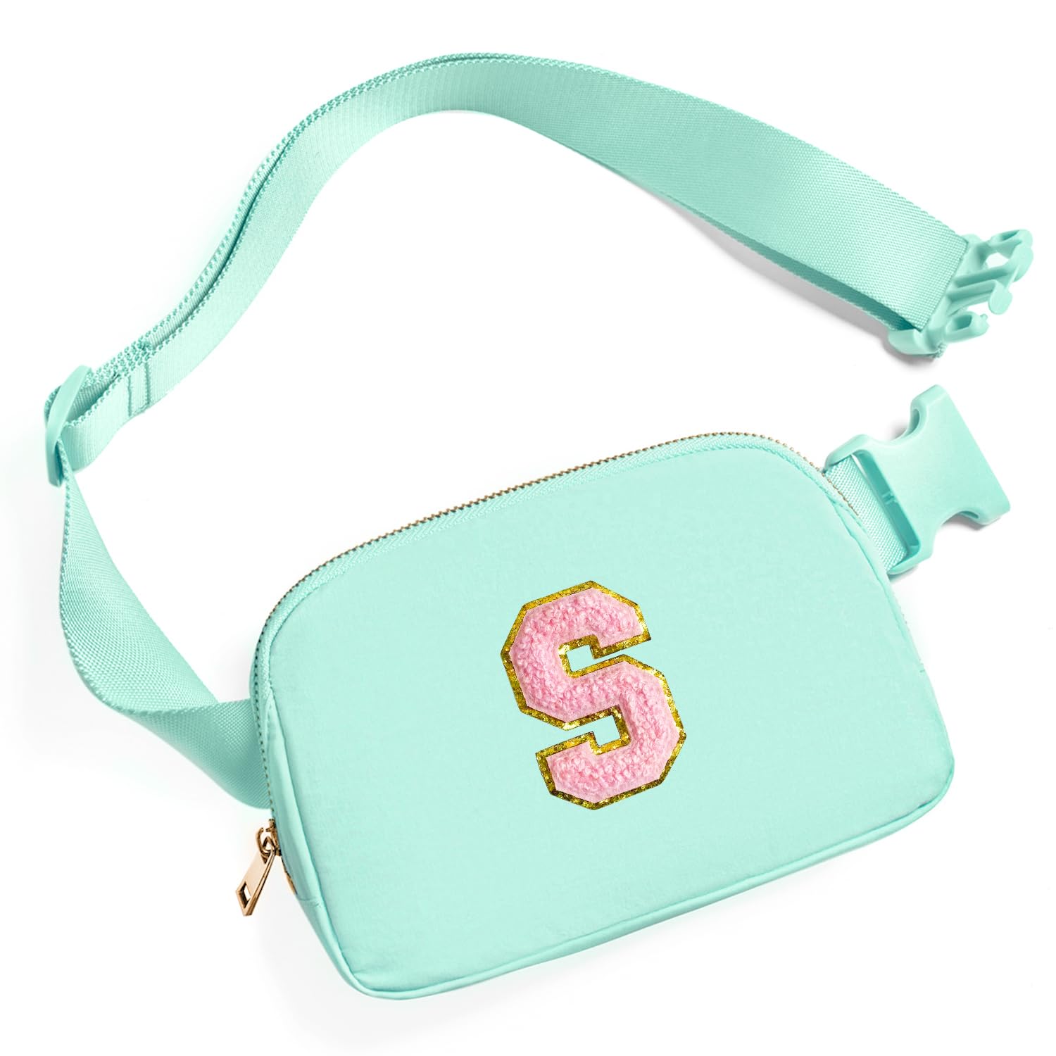 Gitus Gifts for 7 8 9 10 11 Year Old Girls Belt Bag Fanny Pack Crossbody Bags with Initial Letter Patch Birthday Gifts for Daughter Sister Friends Teen girls (Mint Green-S)