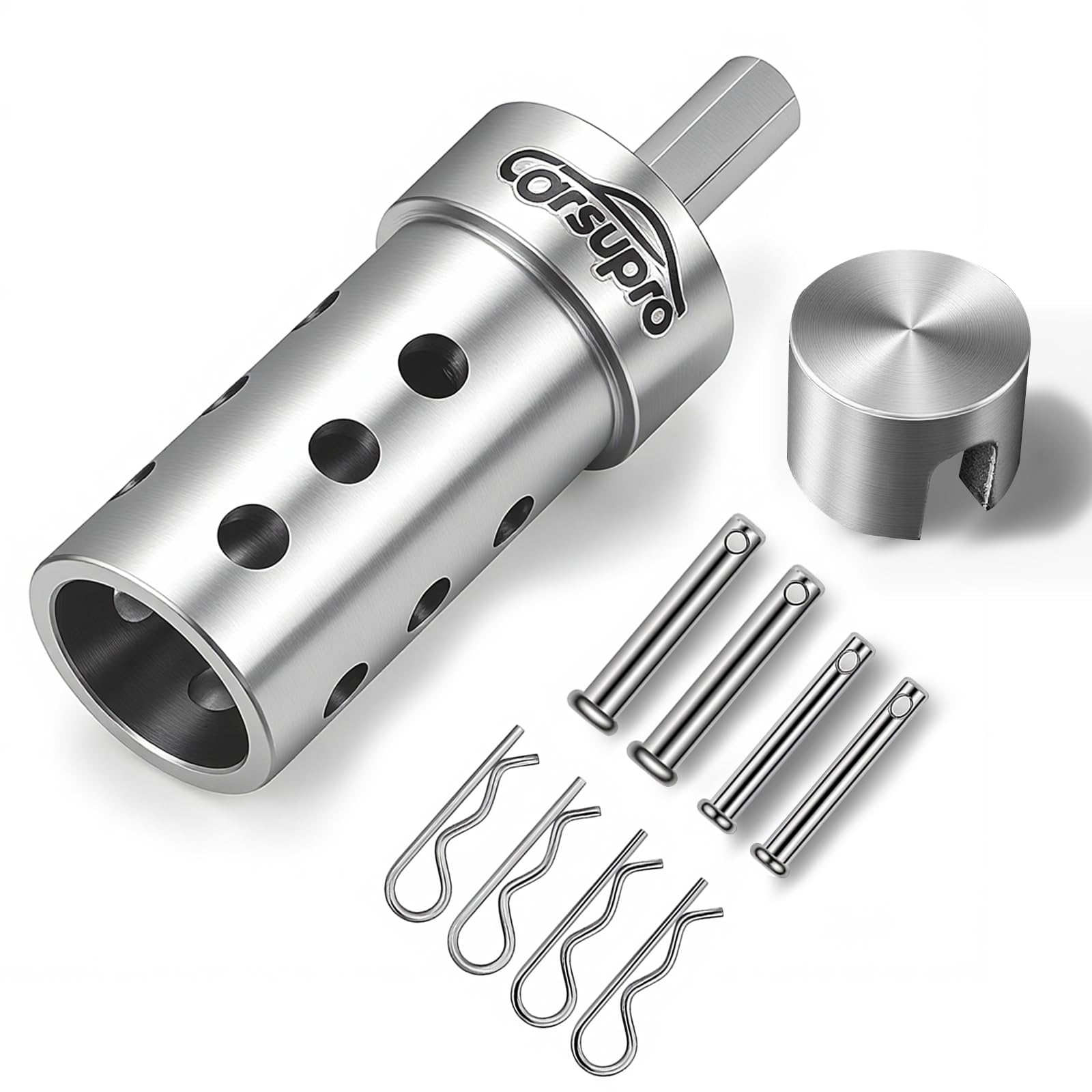 Heavy Duty Trailer Jack Drill Adapter - Universal 1" & 1/2" Drive Shaft Fit - One-Piece 304 Stainless Steel Power Drill Socket Attachment for RV, Camper, Boat Stabilizer Leveling Jacks