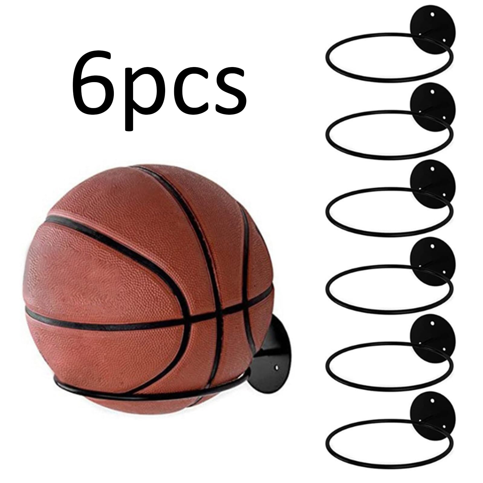 Paquete de 6 soportes de pared para balones de fútbol, balones deportivos, estante de exhibición para voleibol, baloncesto, fútbol, nize y exhibe tu equipo deportivo