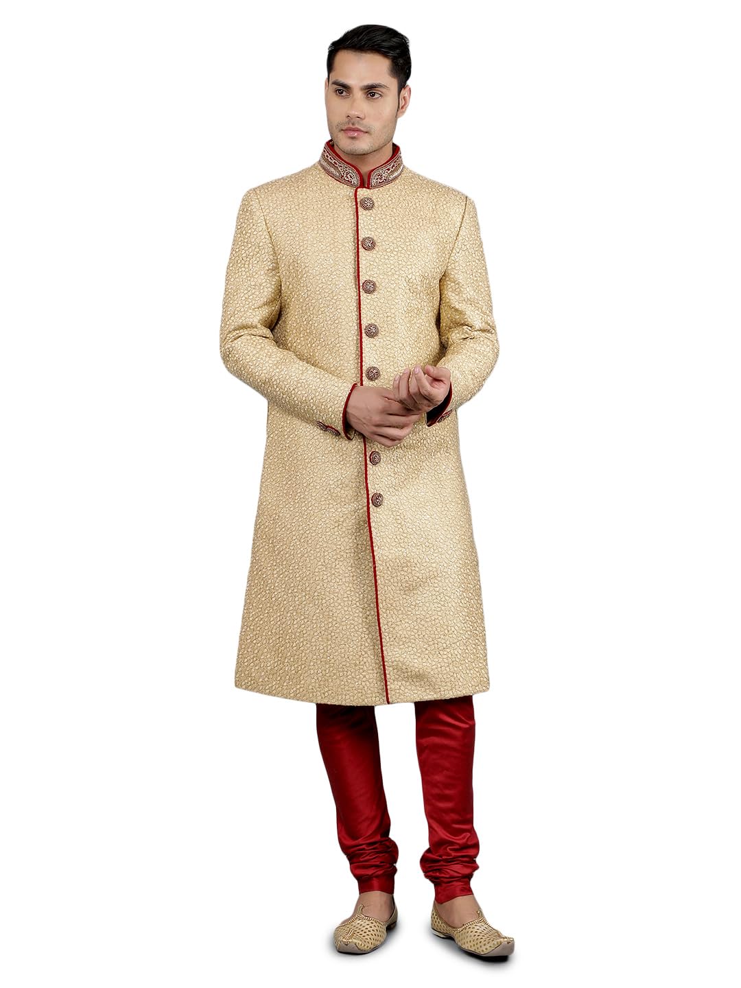 Men's Slim fit Thread work Embllished Ethnic Sherwani Set-image-43