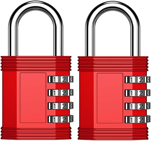 Miniatura 12 de ZHEGE Candado de combinación reiniciable sin llave para gimnasio, valla, puerta, almacenamiento, habitación (rojo) 1 rojo,1Azul,1 asa,2P negro,2P