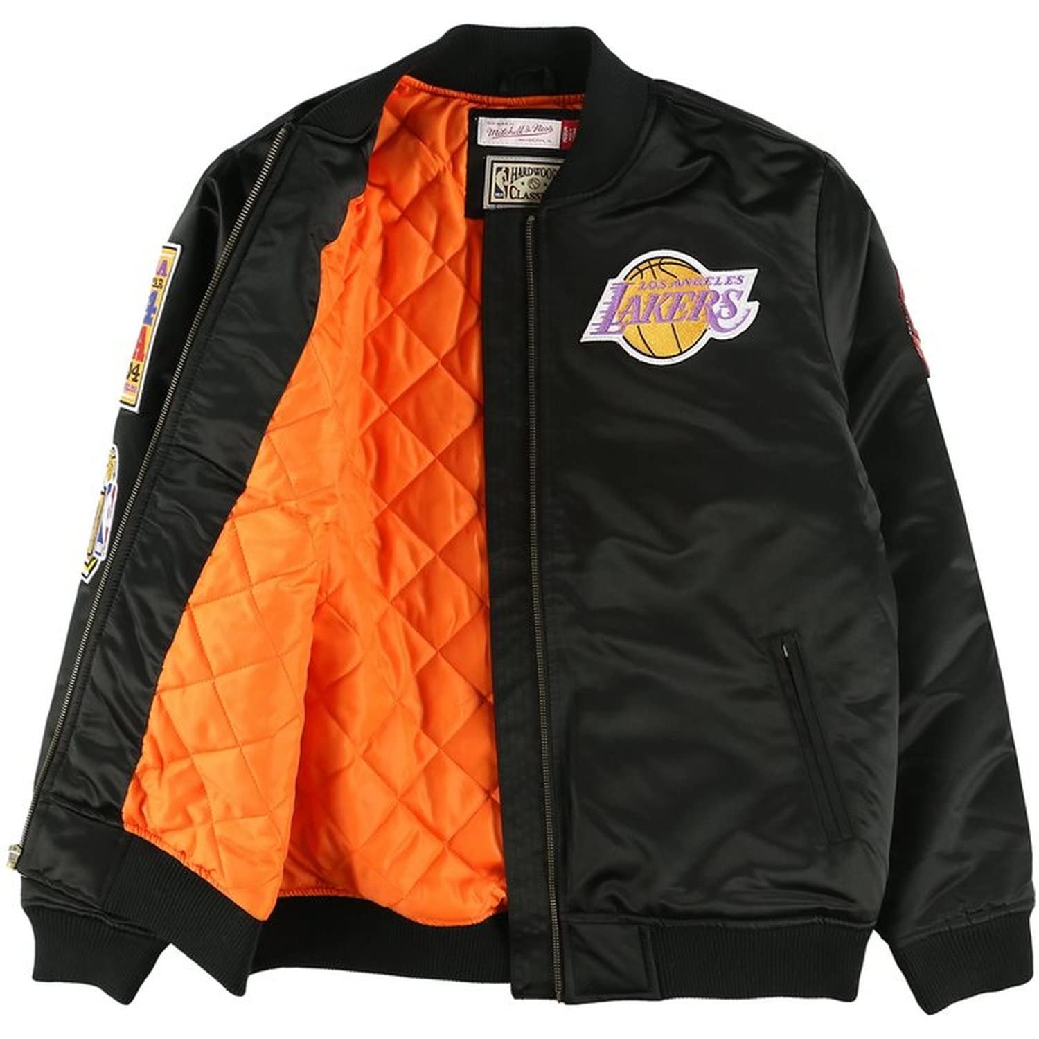 Mitchell & Ness M&N satynowa kurtka bomberka - FLIGHT Los Angeles Lakers czarna