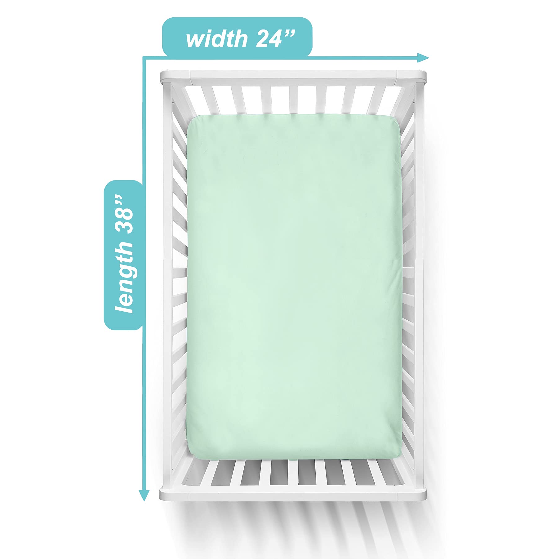 American Baby Company Lenzuolo con angoli in 100% cotone naturale per mini culla, 96,5 x 61 cm, morbido e traspirante, adatto per materassi Pack N Play, menta, per ragazzi e ragazze
