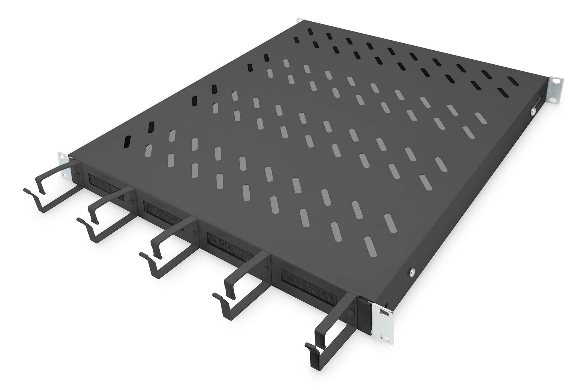 DIGITUS Ripiano per installazione fissa - 19 pollici - 1U - Per armadi di rete e server - A partire da 800 mm di profondità - Con guida cavi integrata - Nero