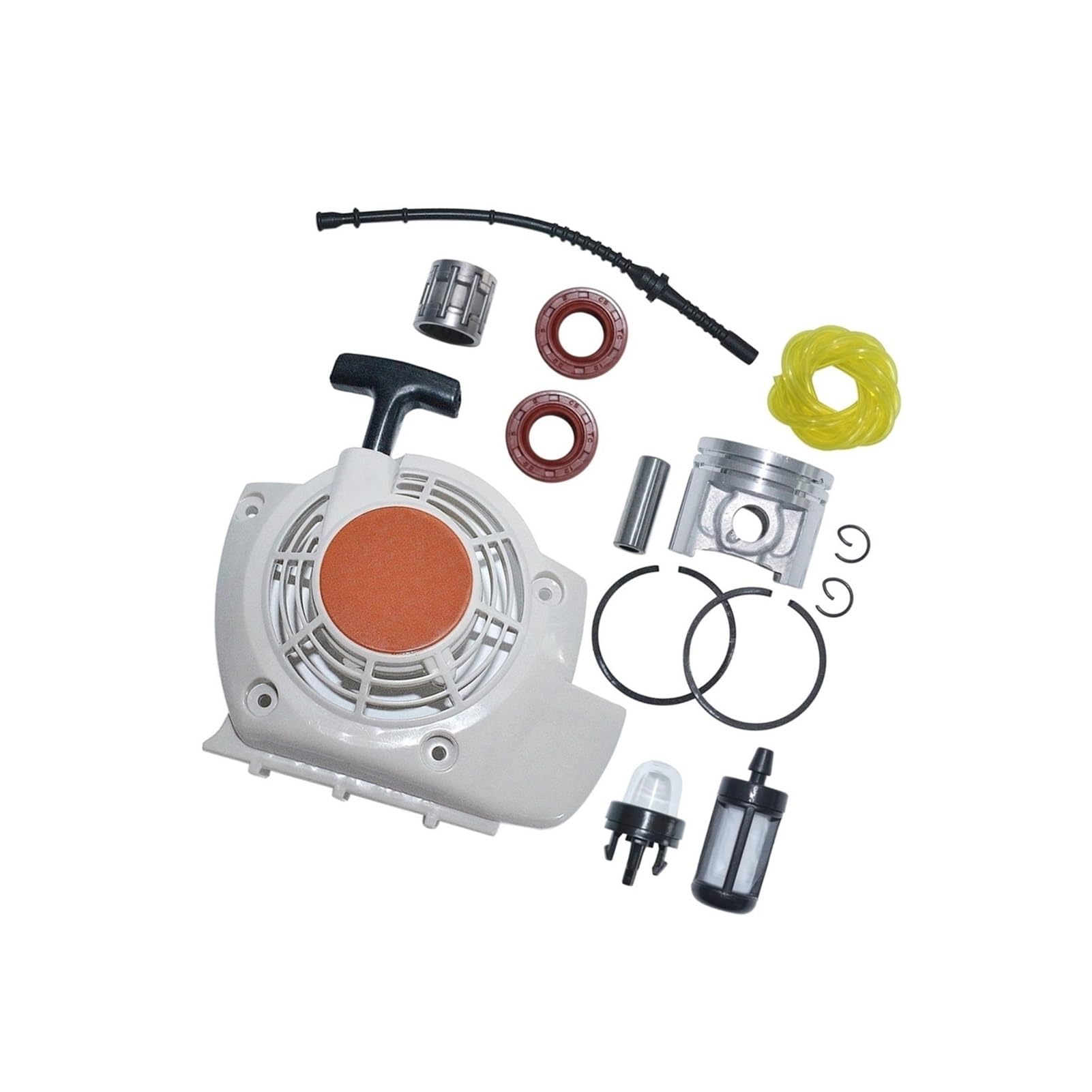 Arrancador de Retroceso Apto for FS120 FS200 FS250 Kit de línea de Filtro de Combustible de pistón de 40mm Piezas de Herramientas de jardín de césped de 4 Tiempos