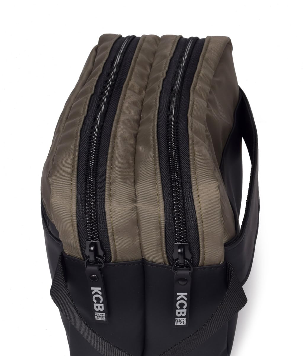KCB Doppia borsa da uomo | Design spazioso e pratico | Tasche multiuso | Varietà di scomparti | Manico comodo e utile | 100% vegano, Kaki