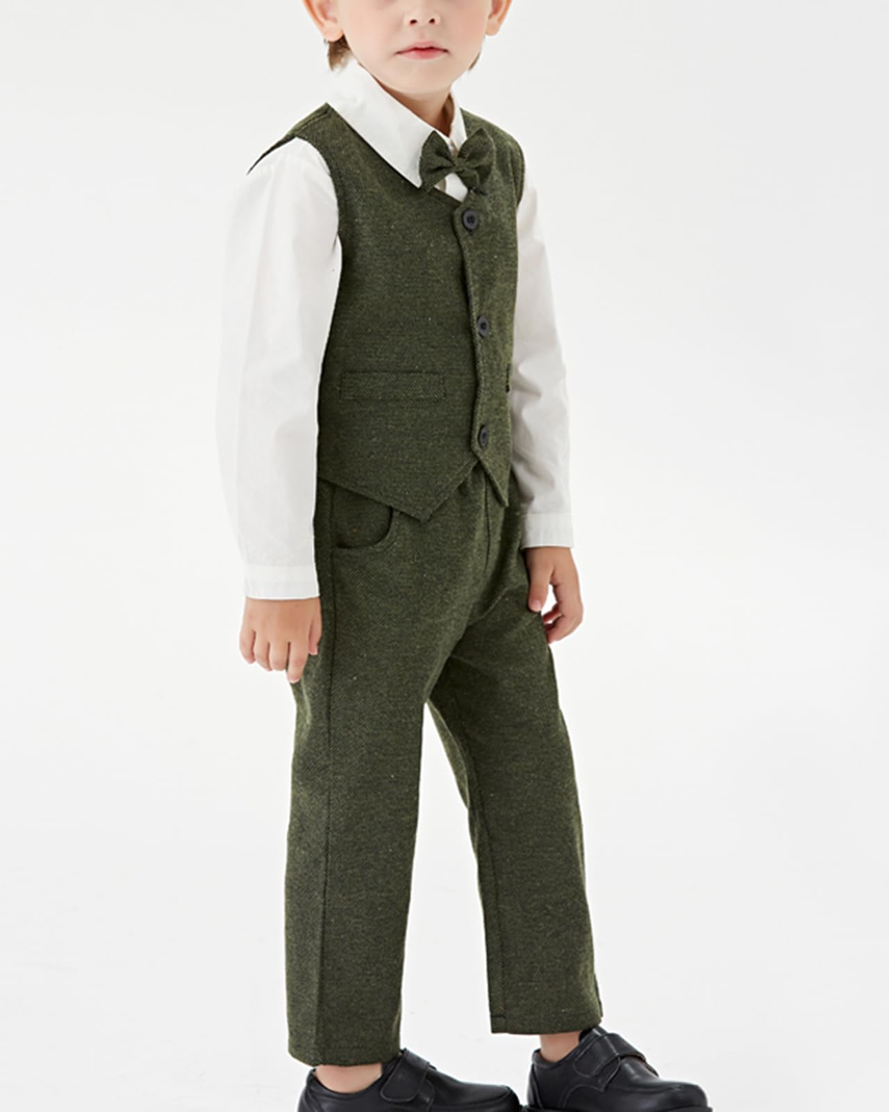 Completini e Coordinati Gentiluomo per Bambino Battesimo,Gilet + Camicia + Pantaloni + Papillon Tuta Bimbo Cerimonia Nozze Elegante Suit