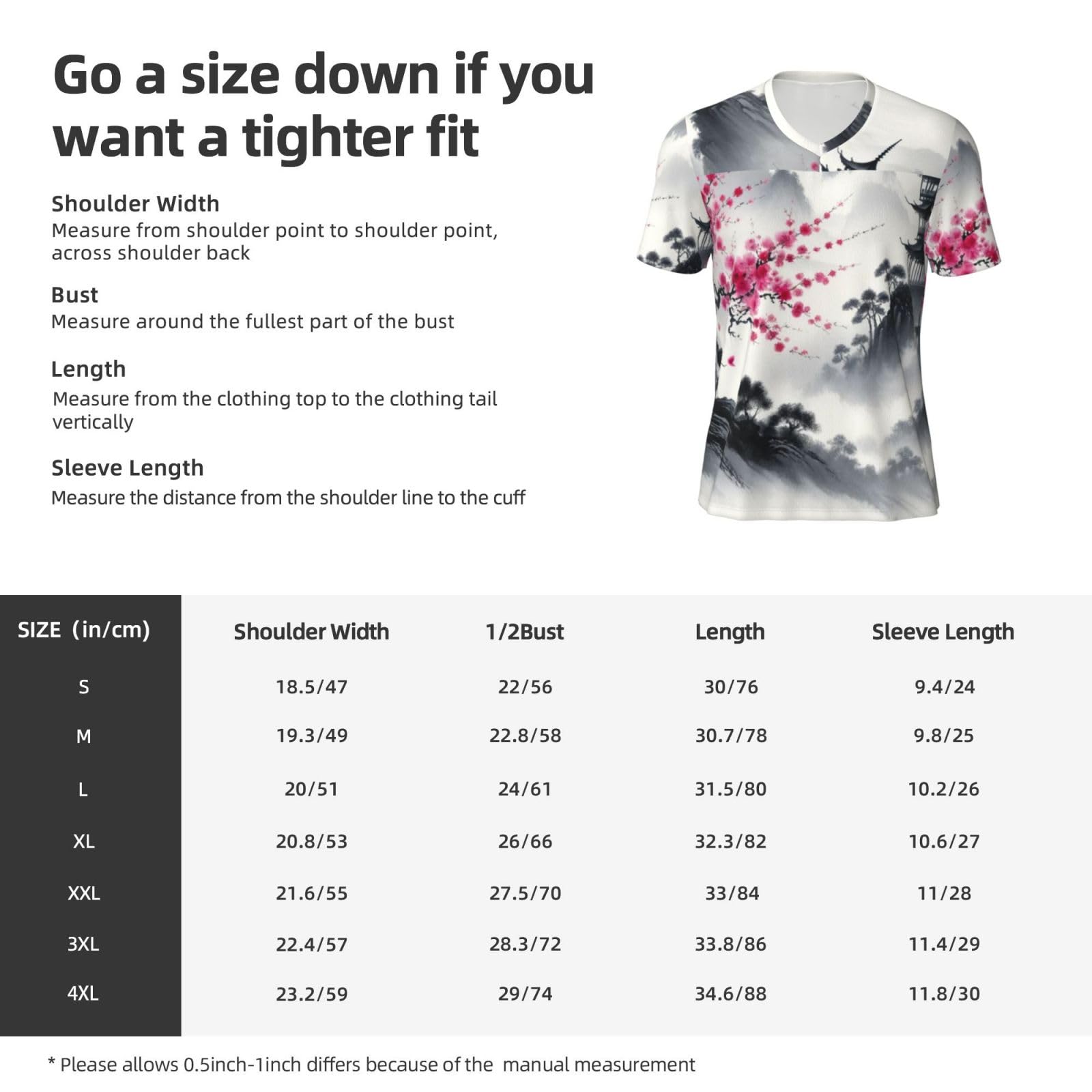 Stylish Athletic Sports Jersey Mountainous-Landscape-Ink-Wash Men's Rugby Jersey 3X-Large