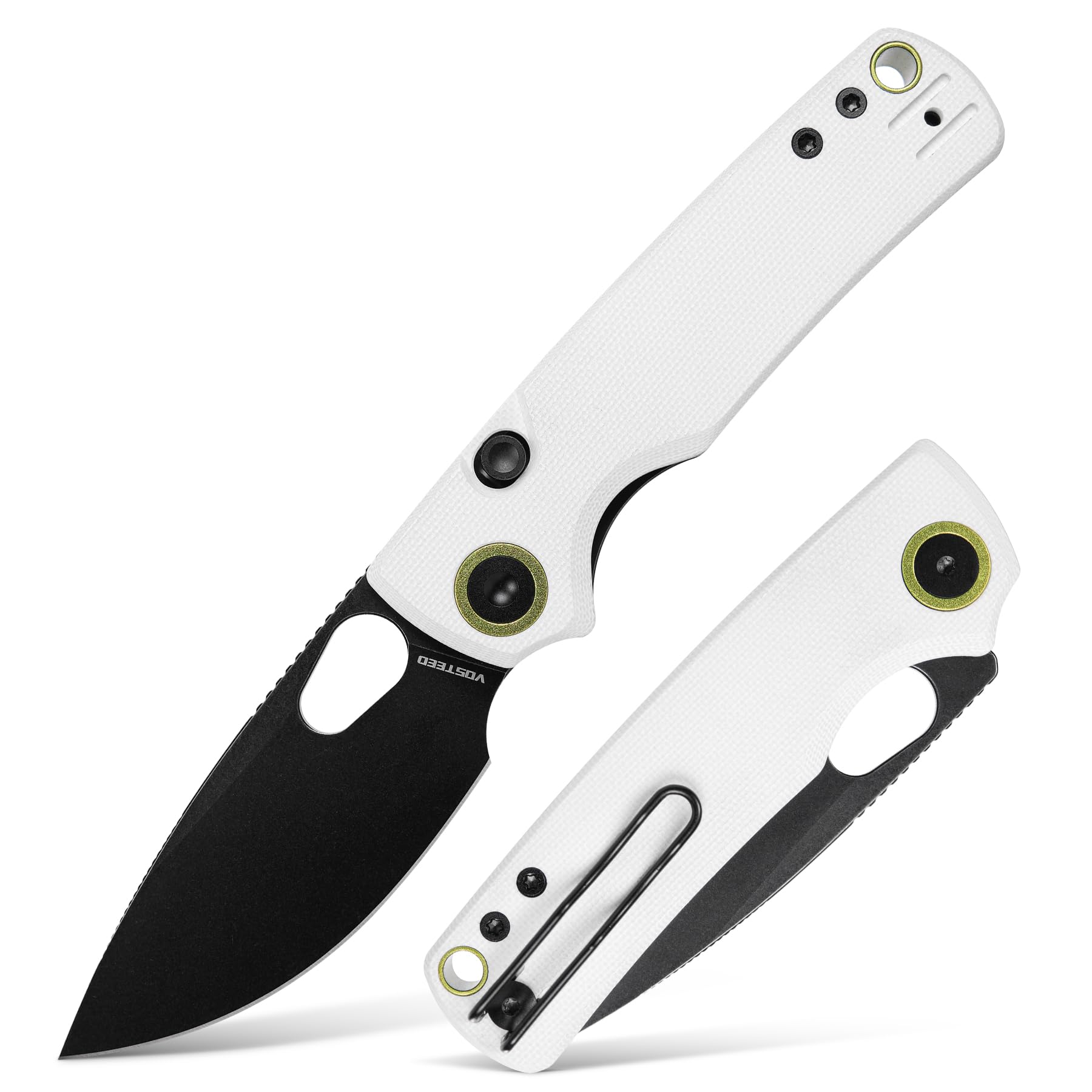 Vosteed Porcupine EDC Knife, Folding Pocket knife for Men & Women, 2.99 Inch 14C28N Steel Wider Blade, Thumb hole, G10 Handle Top Liner Lock Knives for Camping Outdoor - A2606