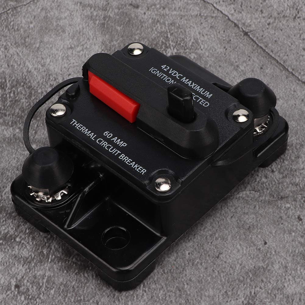 EVGATSAUTO 12V 30A/40A/60A Inline wyłącznik bezpiecznikowy falownik samochodowy stereo audio resetowalny samonaprawialny reset bezpiecznika (60A)