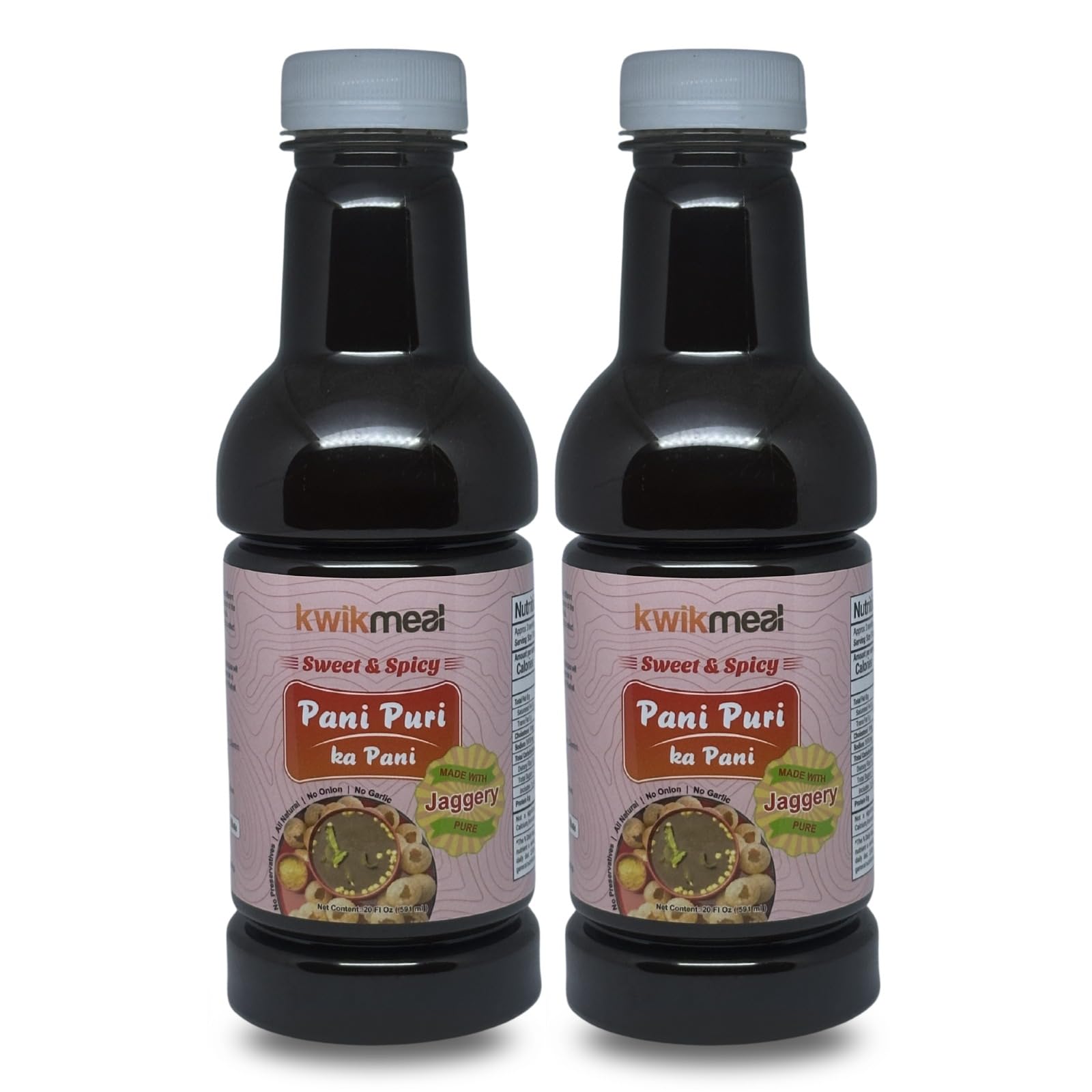 KwikMeal Ready-to-Serve Delicious Pani Puri Ka Pani – Sweet & Spicy | Authentic Street-Style Golgappa Water | Instant Pani for Puchka, Pani Puri & Gupchup | 3 PET Bottles (20 FL Oz Each) | No Onion & Garlic