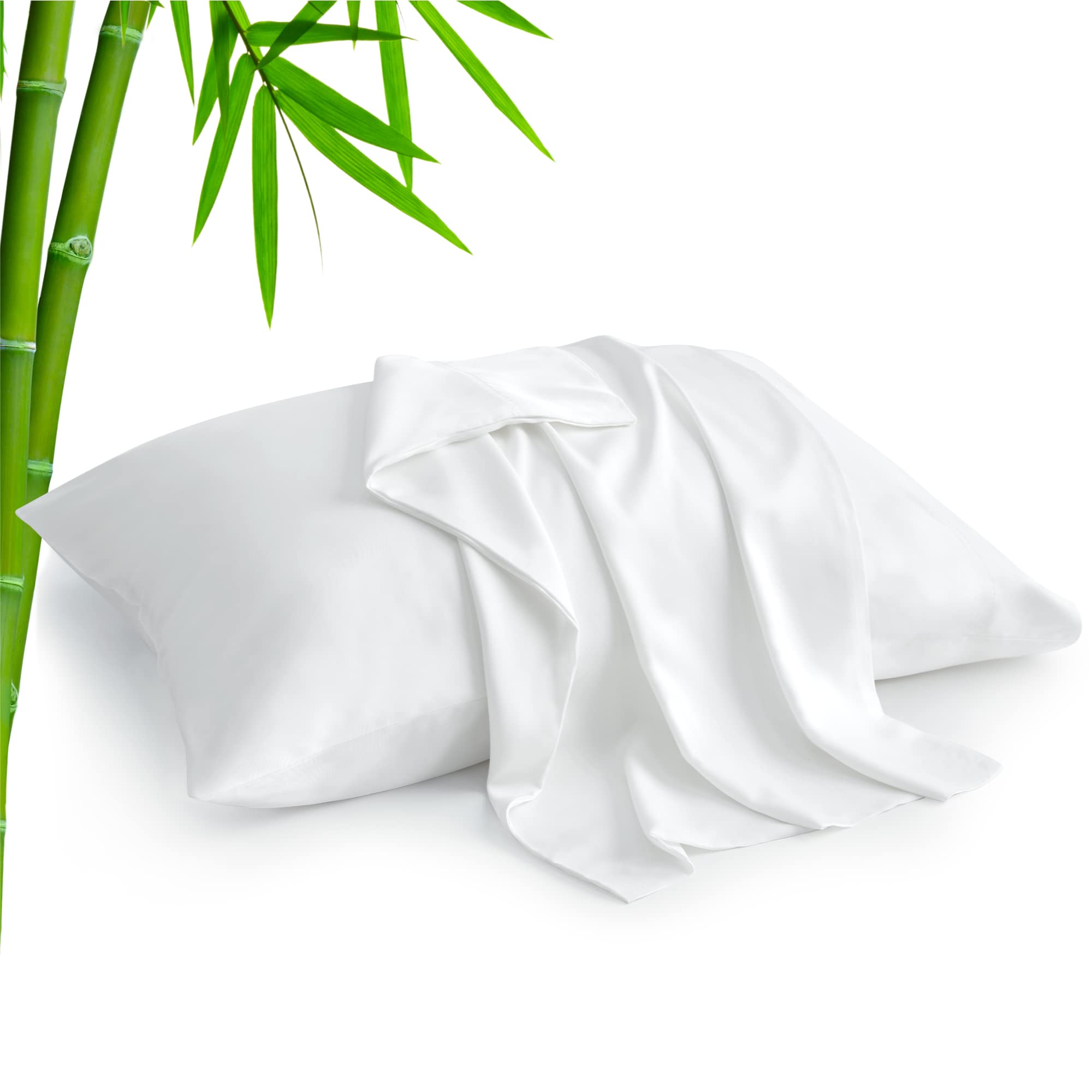 BEDELITE King Pillow Cases Set of 2, Rayon Derived from Bamboo, White