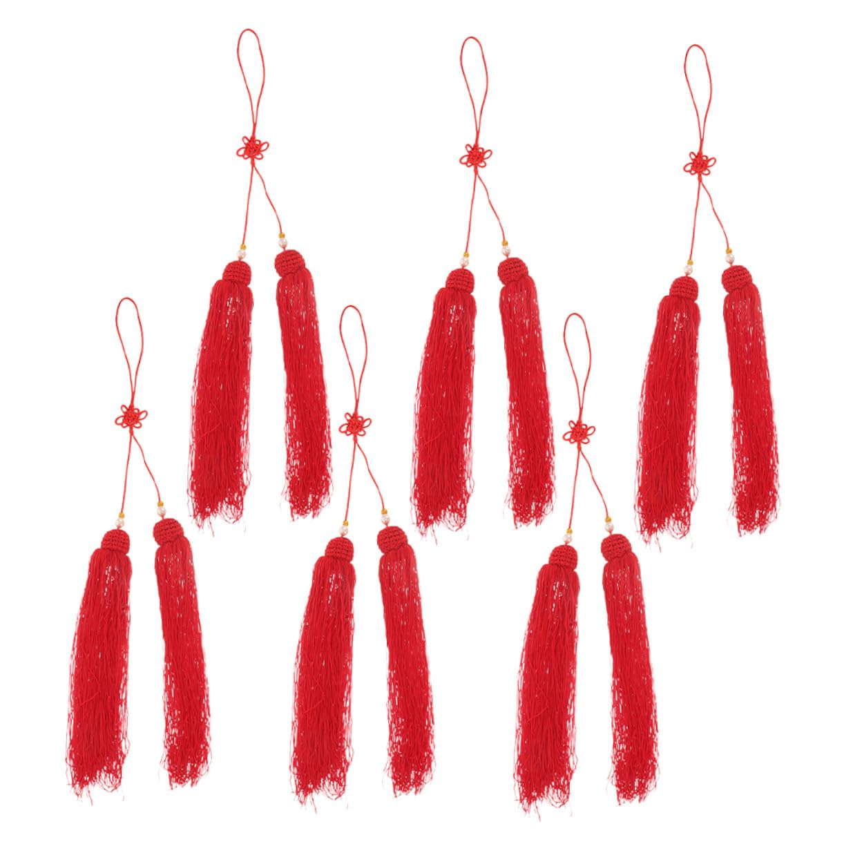 Borlas Colgantes de Tela Roja 6 Piezas para Espada Tai Chi Artes Marciales Resistente Multifuncional