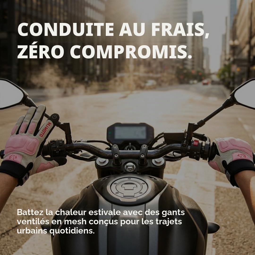 Gants de moto d'été respirants roses pour femme, gants de moto antidérapants pour écran tactile, VTT, VTT, course sur route