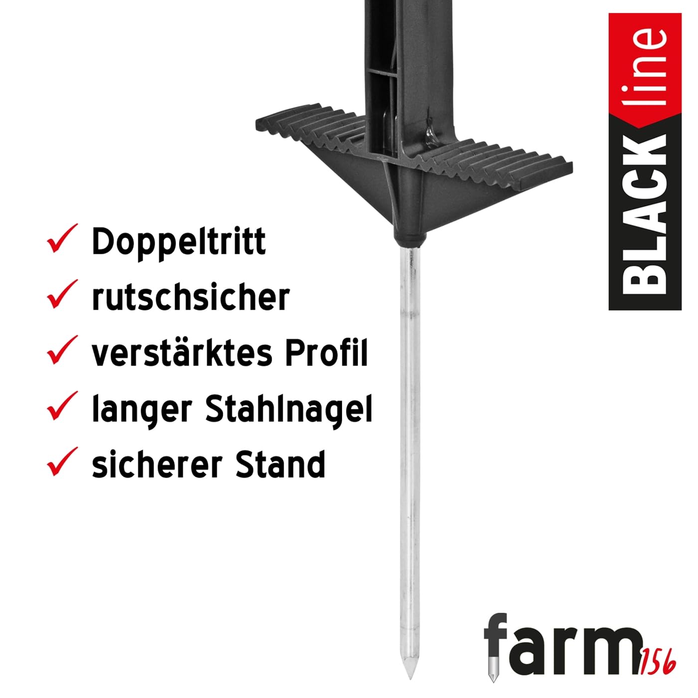 VOSS.farming 40x Weidezaunpfähle Kunststoff 156cm schwarz 11 Ösen Weidezaunpfahl Kunststoffpfahl Weidezaun Aufstellpfahl Doppeltritt Pferde Ponys