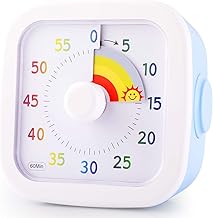 Timer Visivo da 60 Minuti per Bambini, GeeRic Conto a Rovescia Silenzioso Orologio Colorato Sveglia Volume Regolabile Assistente Gestione di Tempo Scrivania Timer Visivo per Cucina,Aula,Ufficio
