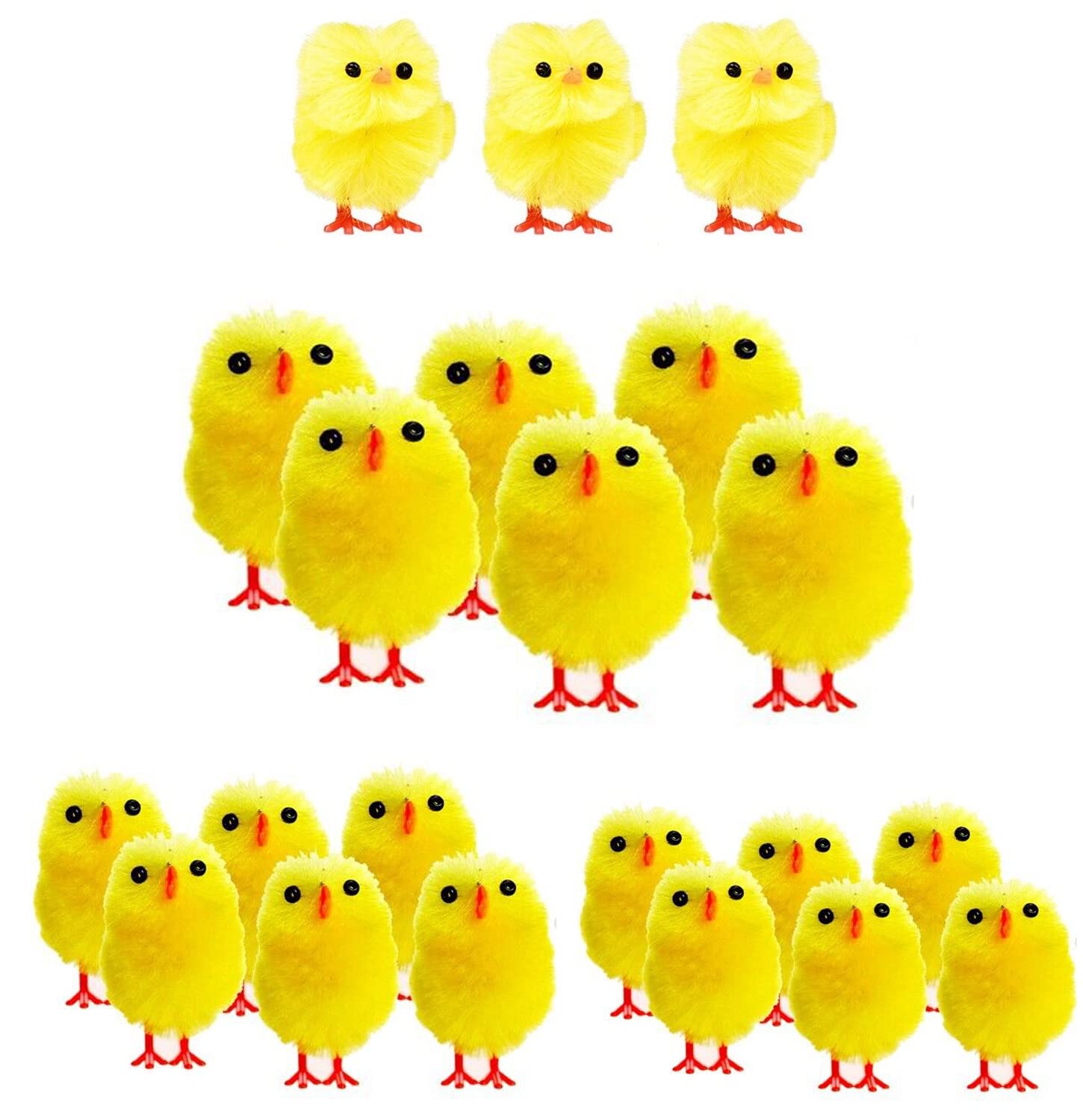 21 Mini Yellow Fluffy Easter Chicks Bonnet Egg Hamper Decoration Giant 3 Pack