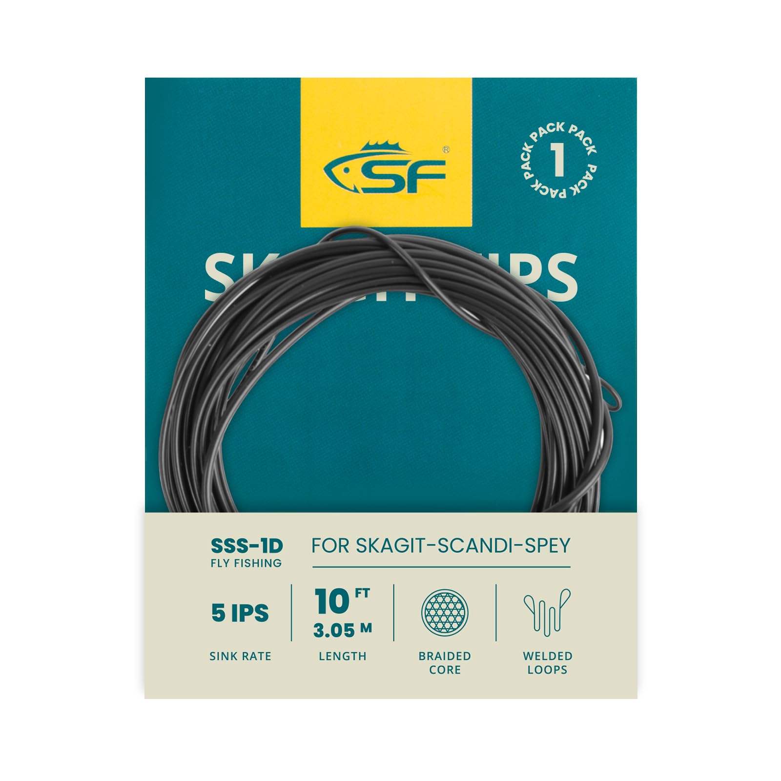 SF Skagit Tips Scandi with 2 Welded Loops 10/12/15FT Fly Fishing Spey Line Tip Multi-Color for Salmon Steelhead (90/110/125GR)