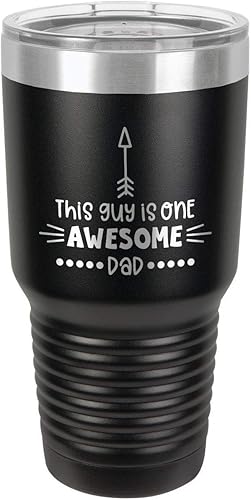 This Guy Is One Awesome Dad Black - Vaso de bebida de 30 onzas con popote y tapa superior deslizante, taza de viaje grabada con láser, comparación