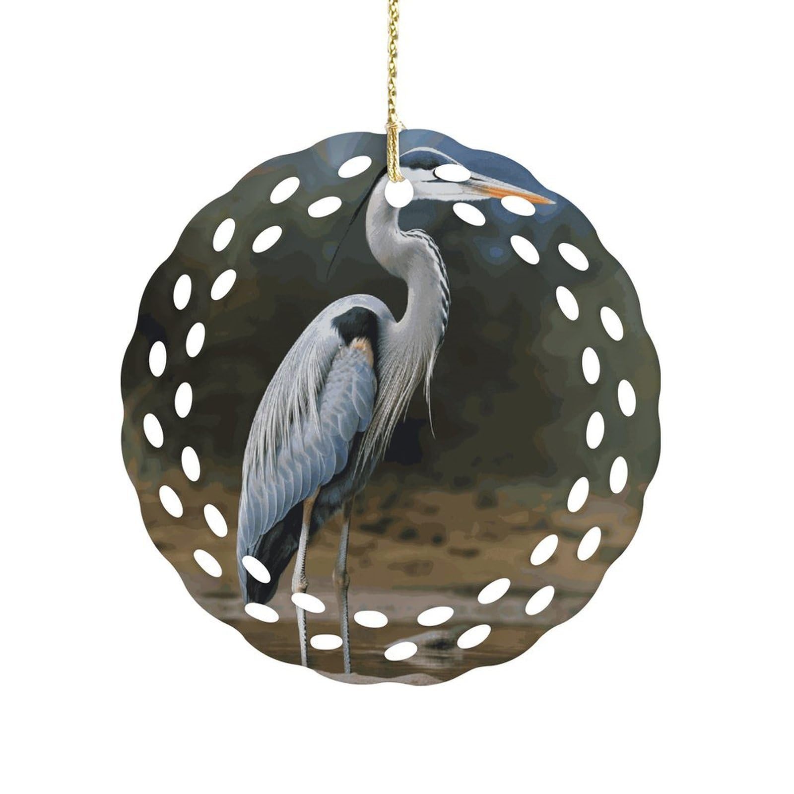 Btcowzrv Style Heron Ceramic Ornament,Round Ornaments With Hole Easy To Hang,Hanging Ornament For Wedding Party Home Window Garden Christmas Day Decor