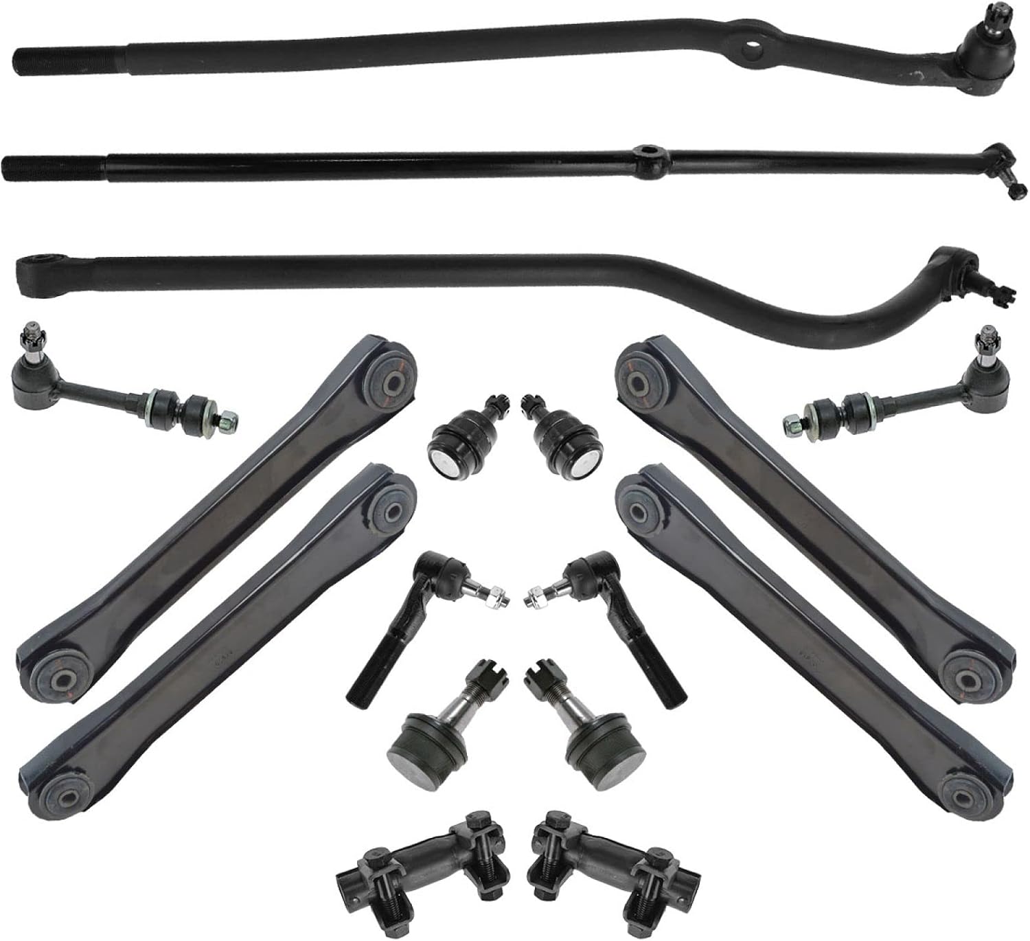 TRQ Front Steering & Suspension Kit Ball Joint Control Arm Drag Link Sway Bar Stabilizer Link Tie Rod Tie Rod Adjusting Sleeve Track Bar Compatible with 2000-2001 Dodge Ram 1500