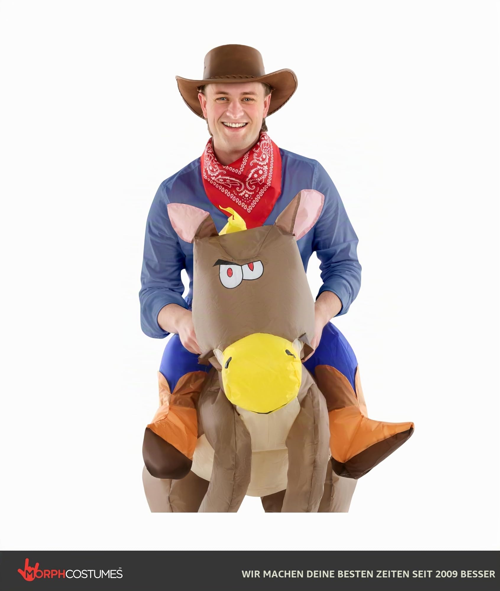 Morph Aufblasbares Pferde Kostüm für Erwachsene, Tierkostüm Herren Damen, Karneval Halloween