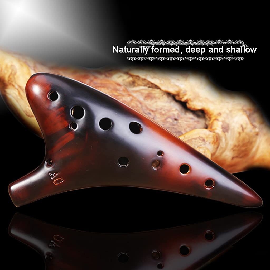 Instrument ocarina, Ocarina 12-otworowa AC SF SG SC Ceramic Flute Tile Xun Set z pudełkiem Brązowy Przezroczysty