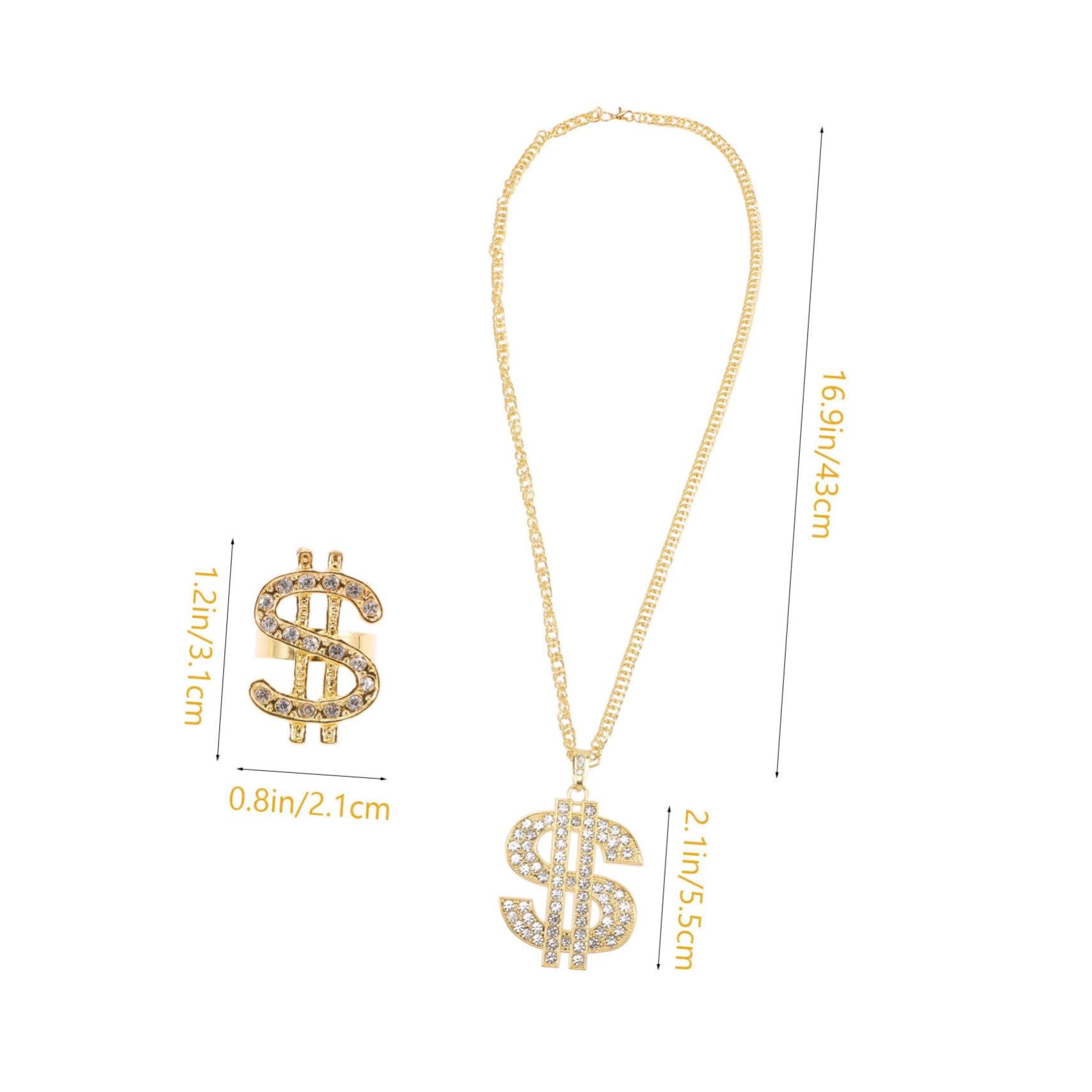 minkissy Hip Hop Rapper Accessory Set 90s Theme Fisherman Hat Sunglasses Chain Link